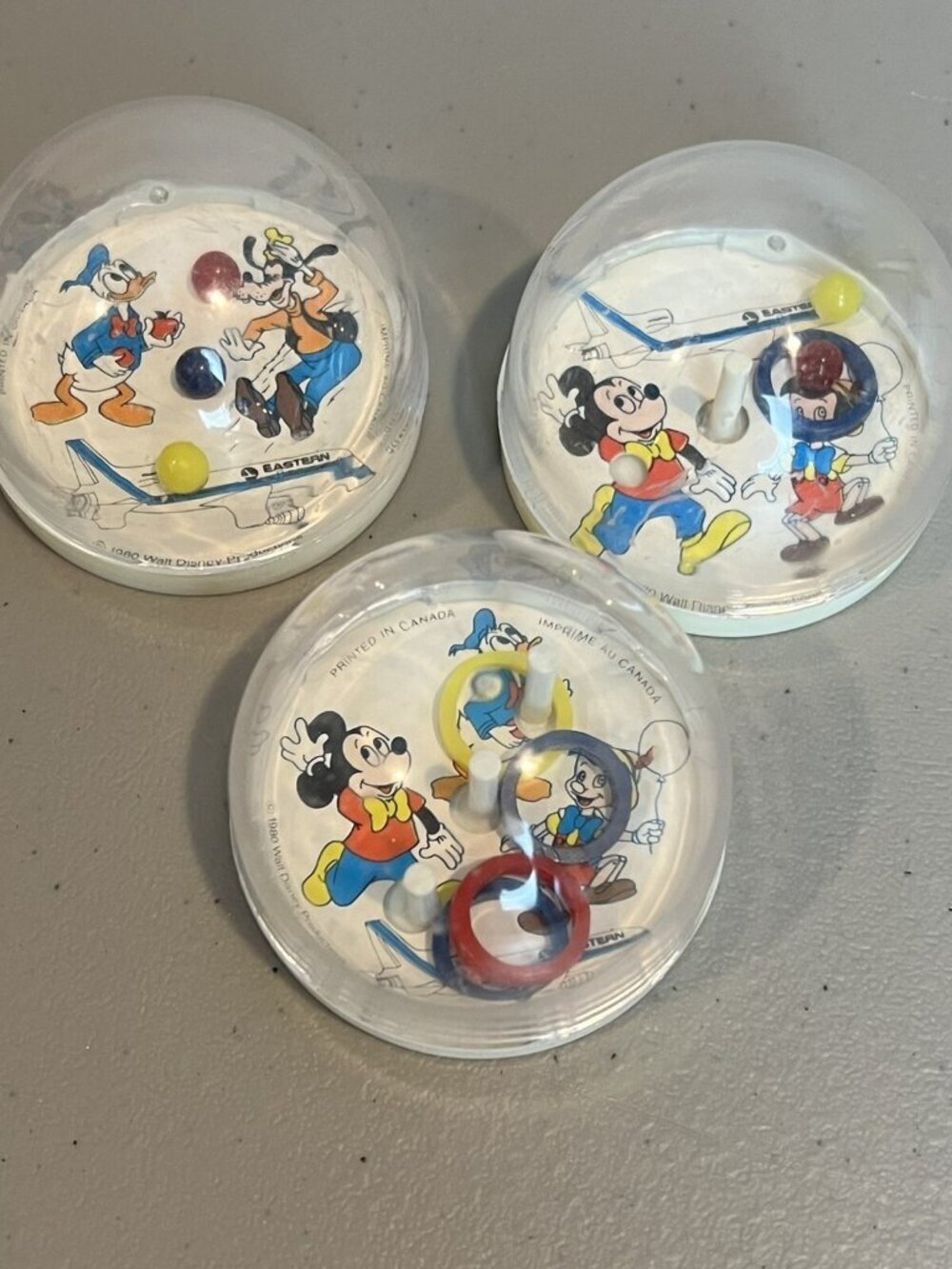 Eastern Airlines Walt Disney Bubble Games Balls Ring Toss 3‎ Different Vtg 1980